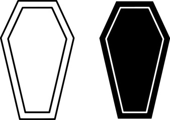 Striking coffin silhouette icons offer clean, modern design for graphic projects and themes