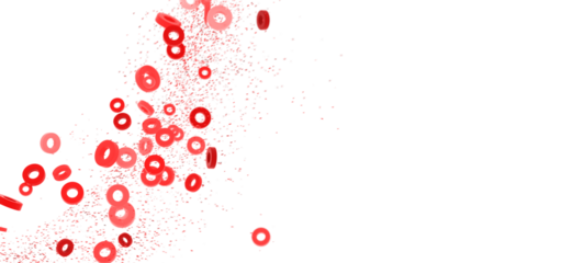 Abstract background with red rings falling on white. Perfect for presentations or websites.