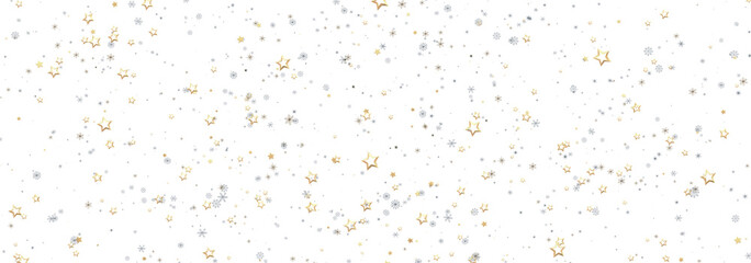 Sparkling festive backdrop with gold and silver stars. Perfect for holidays, celebrations, and more!