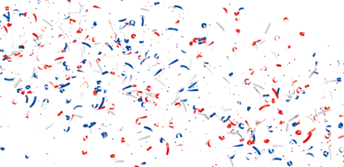 Festive background with red, white, and blue confetti. Perfect for Independence Day, celebrations, and more.