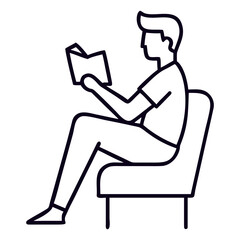 a man reading a book line art  