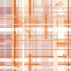 Abstract Geometric Texture Design with Warm Tones and Soft Pastels: Modern Art in Layered Patterns Inspired by Plaid with Gentle Hues and Floral Accents for a Contemporary Visual Harmony