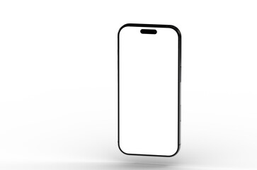 High-quality photo of a black smartphone with a blank screen, perfect for app presentations or website mockups.  Clean and modern design.