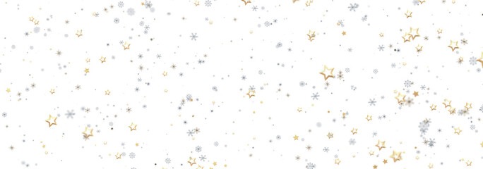 Festive winter background with gold and silver stars. Perfect for holidays and celebrations.