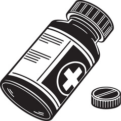 Medical pill bottle and medicine dropper illustration, healthcare pharmacy concept vector design