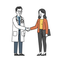 Doctor and patient shaking hands, medical consultation and healthcare concept
