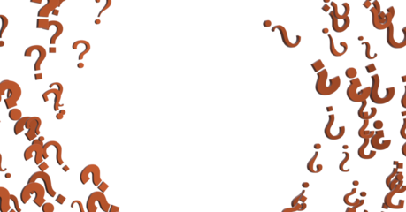 Infinite question marks on a plane, original three dimensional illustration.