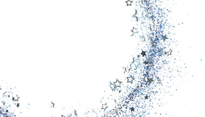 Fototapeta premium Sparkling silver stars and glitter on white. Perfect for holidays, celebrations, and festive designs.