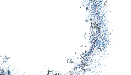 Obraz premium Sparkling silver and blue stars on white. Perfect for holidays, celebrations, and festive designs.