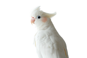 Obraz premium Beautiful white cockatiel with pink cheeks isolated on transparent background