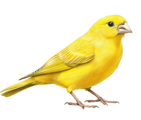 Beautiful yellow canary bird isolated on transparent background in studio shot