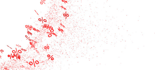 Obraz premium Abstract background with red percentage symbols exploding. Ideal for sale, discount, or promotion designs.