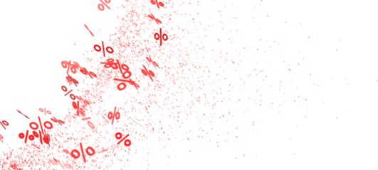 Abstract background with red percentage symbols exploding. Ideal for sale, discount, or promotion designs.