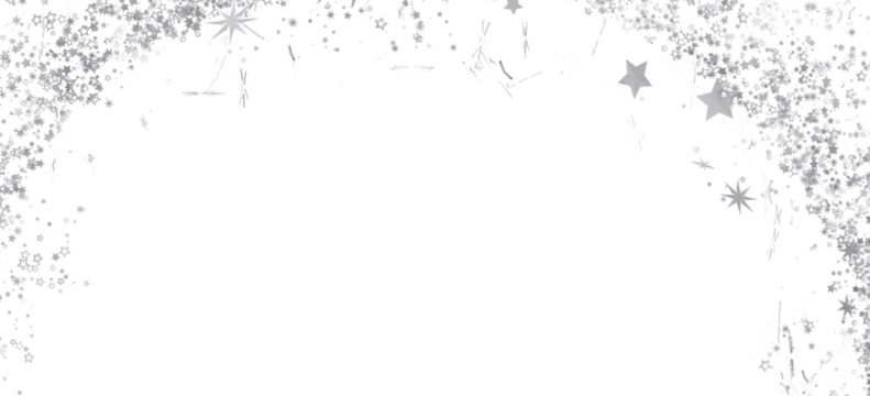 Sparkling silver stars border, perfect for festive designs, cards, and backgrounds. Download now!