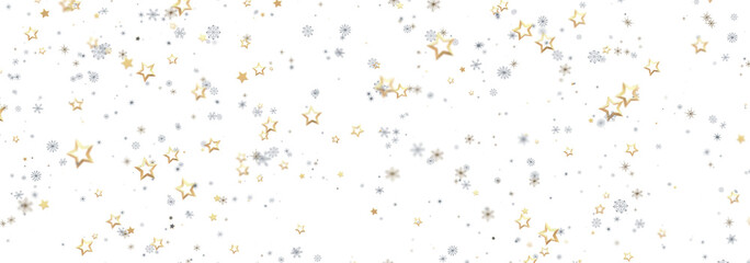 Beautiful winter holiday background with gold stars and snowflakes. Perfect for Christmas, New Year, and winter celebrat