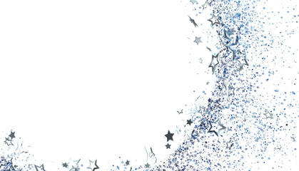 Obraz premium Elegant silver glitter stars and confetti on white. Perfect for holiday cards, invitations, and festive designs.
