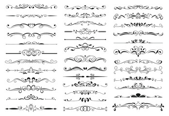 Elegant decorative dividers, ornate line separators, vintage flourish designs, whimsical borders vector