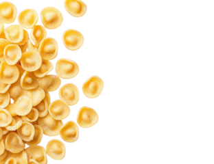 Heap of uncooked orecchiette pasta isolated on transparent background