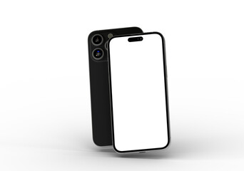 High-quality photo of a black smartphone mockup with blank screen. Perfect for app presentations and technology marketin