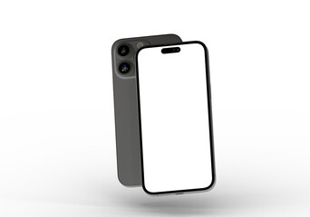High-quality photo of a modern smartphone mockup with a blank screen, perfect for app presentations or website designs.