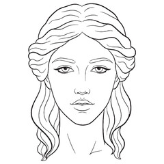 Classic Aphrodite Line Art – Dove and Beauty Vector Illustration Smooth Love Goddess Drawing – Aphrodite Drawing – Line Art Drawing of Aphrodite – Aphrodite Icon – Greek Goddess Vector