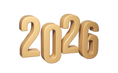Happy New Year 2026 with shiny 3D numbers. design christmas golden celebration Holiday