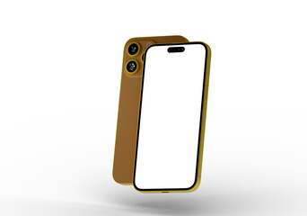 High-quality photo of a golden smartphone mockup. Perfect for app presentations, website designs, and more. Blank screen for easy customization