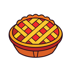 “Dessert pie vector symbol, flat style illustration isolated on white background.”