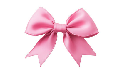 Fototapeta premium Elegant pink silk ribbon bow isolated on transparent background, a decorative element