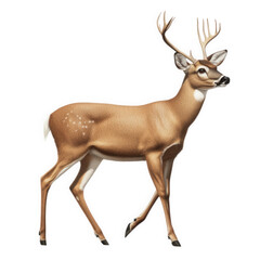 Majestic deer with antlers isolated on transparent background, walking gracefully