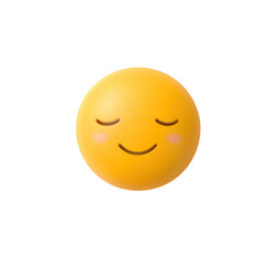 Fototapeta premium Cute and happy emoji with closed eyes isolated on transparent background