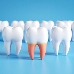 Healthy teeth with stained one