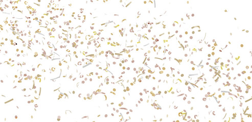 High-resolution image of gold and beige confetti on white. Perfect for celebratory designs, party invitations, and more.