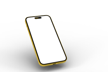 High-quality image of a gold smartphone with a blank screen, perfect for app presentations or website mockups. Isolated on white background.