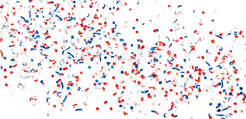 Festive confetti background with red, white, and blue colors. Perfect for celebrations, parties, and holidays.