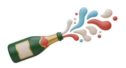 Isolated Exploding Champagne Bottle