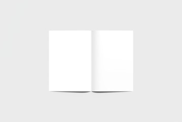 Realistic Bi-fold brochure mock-up. White paper flyer with isolated shadow.
