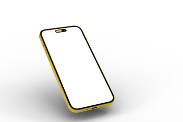 High-quality photo of a gold smartphone with a blank screen, perfect for app presentations or website mockups.