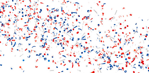 Download this festive image of red, white, and blue confetti perfect for party invitations, backgrounds, and celebrations.