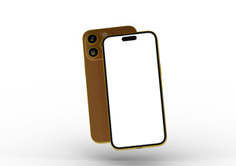 High-quality image of a brown iPhone mockup with a blank screen, perfect for app presentations or website designs.