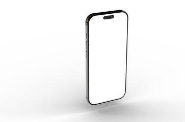 High-quality image of a modern smartphone with a blank screen, perfect for app presentations or website mockups. Isolated on white background.