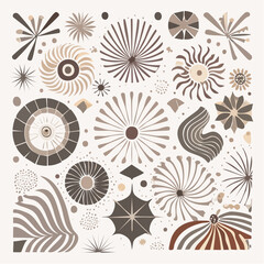 Seamless pattern abstract flowers on gray background. vintage pink texture of plants for textile design. geometric template print for any purpose. simple vector fabric ornament.
4