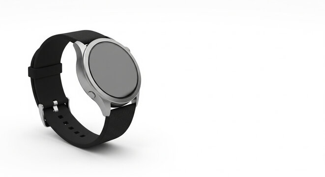 Modern wearable technology in a sleek, silver and black smartwatch design, ideal for digital timekeeping and personal connectivity, isolated on a clean white background