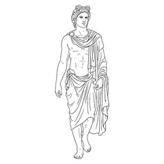 Healing Apollo Line Art – Music and Poetry Vector Illustration Artistic God Drawing – Apollo Drawing – Line Art Drawing of Apollo – Apollo Icon – Greek God Vector