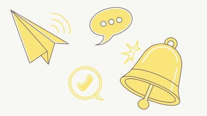 Communication and Notification Icons Illustration.