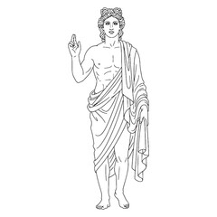 Radiant Apollo Line Art – Light and Harmony Vector Outline Drawing with Mythical Details – Apollo Drawing – Vector of Apollo – Apollo Outline – Greek God Lineart
