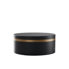 Luxurious black jar with golden accents premium packaging design for cosmetics skincare or ointment packaging mockup studio shot isolated on transparent background