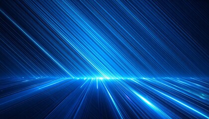 Abstract blue light trails representing data flow, speed, and technology.
