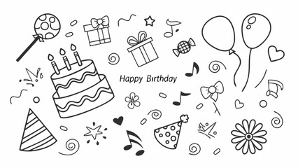 Doodle Birthday Celebration Illustration Festive Elements Celebration Design.