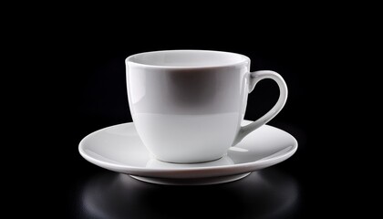 Fototapeta premium a white cup and saucer on a black background